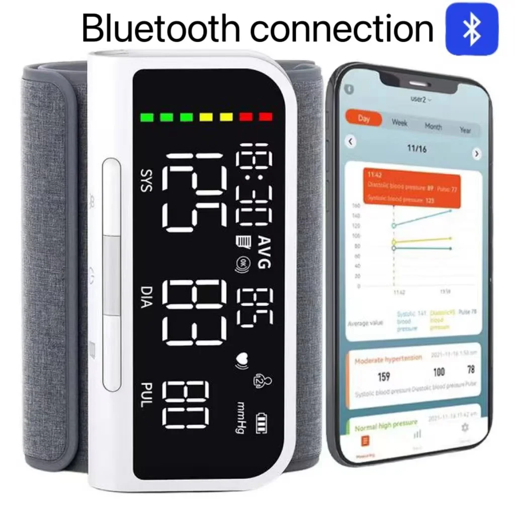 

Bluetooth upper arm blood pressure monitor digital large screen sphygmomanometer USB pressure meter counter
