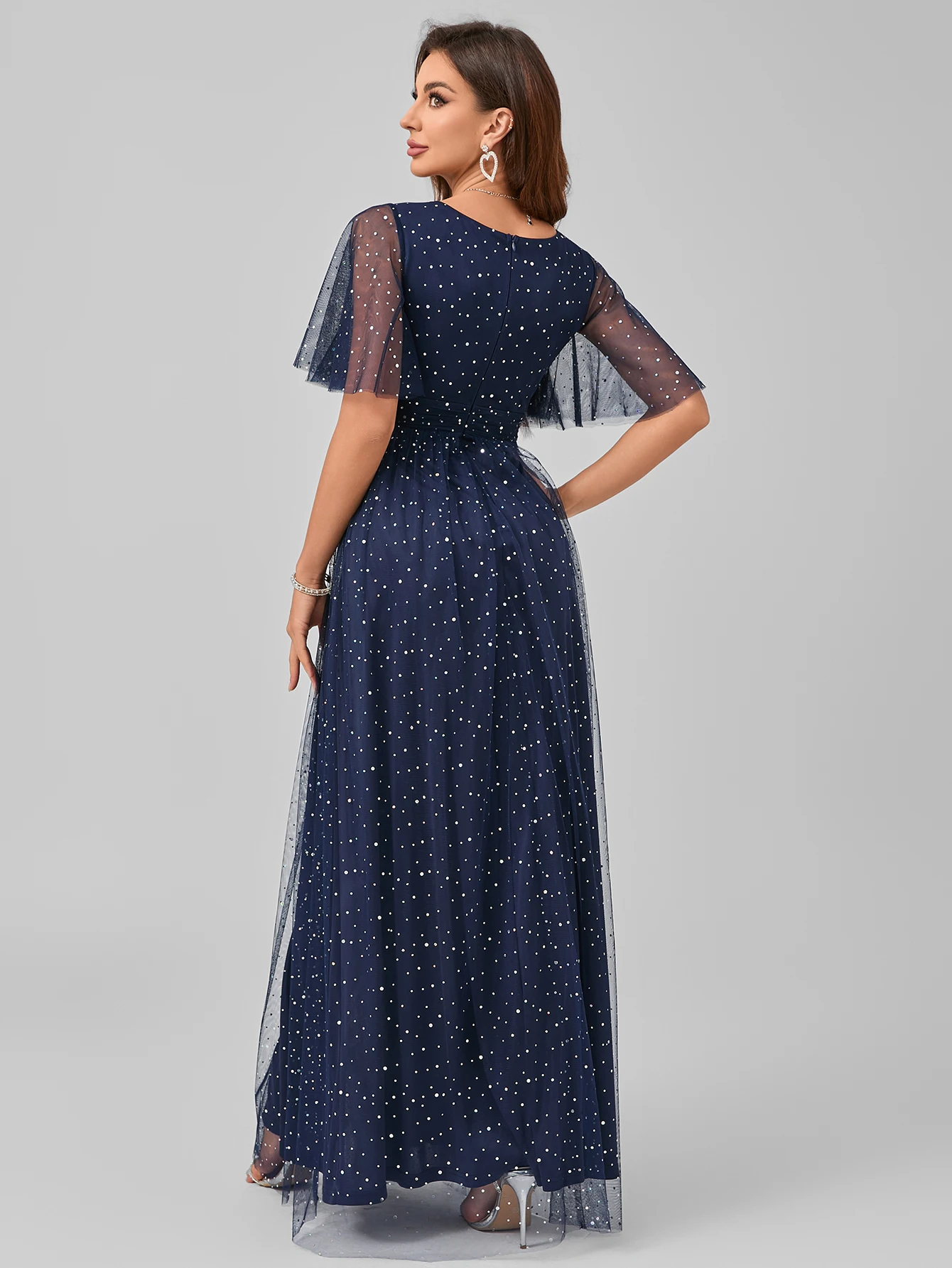 Unithorse блестящее Сетчатое платье в горошек с глубоким V-образным вырезом и