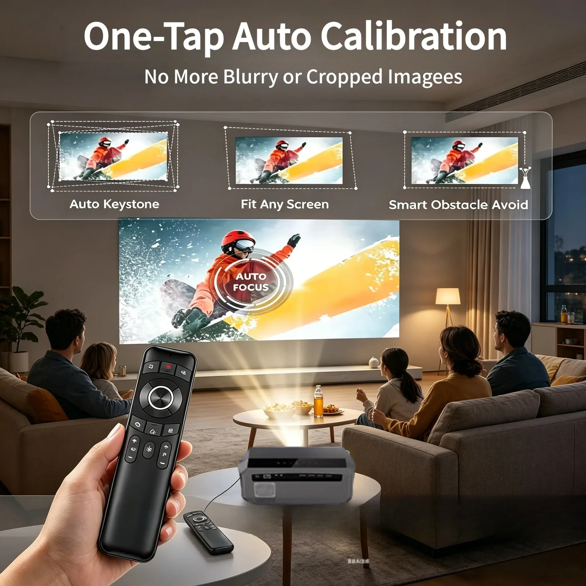 Фото Видеопроектор ApexTP4K 3800 ANSI с нативным Full HD, Wi-Fi 2.4+5G, автофокусом, Android TV, для фильмов и видео, NFC, для домашнего кинотеатра (дневное использование) №3
