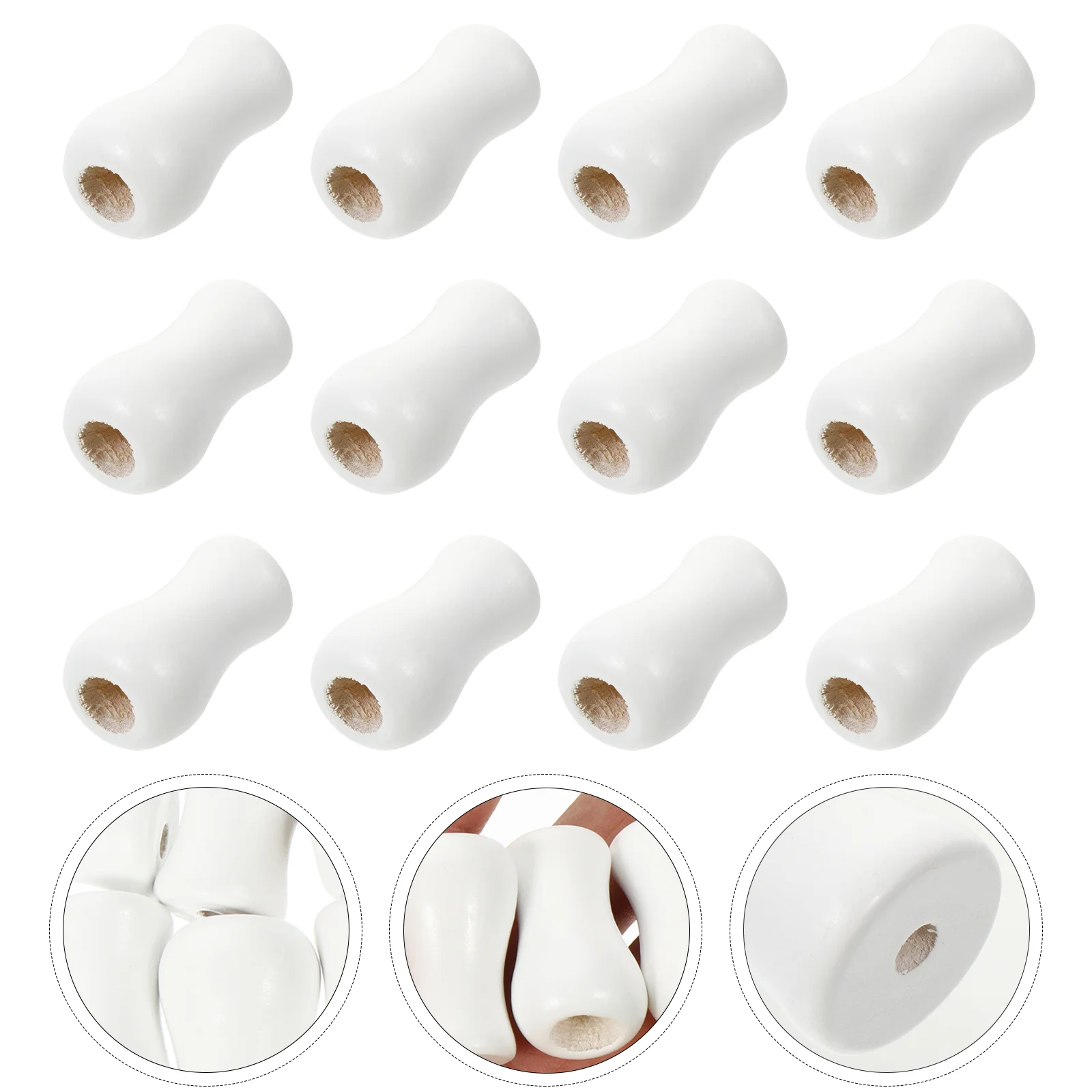 

12 Pcs Curtain Wood Pendant Cord Knob Ceiling Fan Chain Pulls Tassels Blind Wind Venetian Blinds Knobs White Roman Window