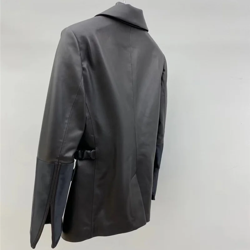 women spring coat genuine leather jacket office female single breasted real sheepskin coats