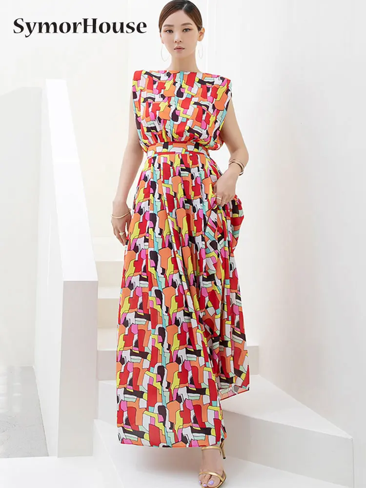 

Женское длинное платье с винтажным принтом, элегантное пляжное платье-трапеция до щиколотки в богемном стиле для отпуска, лето 2022