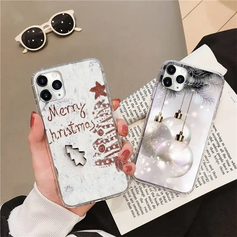 

Christmas New Year gifts elk snow Phone Case Transparent soft For iphone 11 13 12 14 x xs xr pro max mini plus
