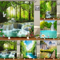 bathroom shower curtain 3d nature forest landscape print polyester waterproof curtain home decoration curtain with hook 180x200