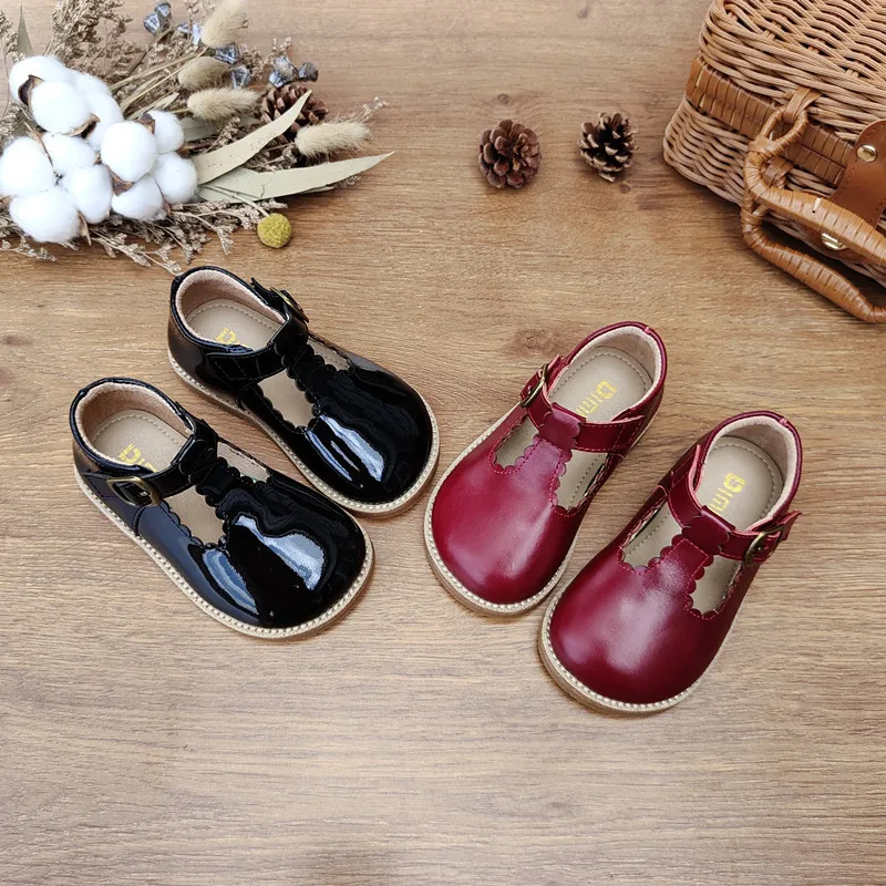 

2022 Autumn New Girl Princess Shoes Toddler Shoes Leather Simple Small Leather Shoes Non-slip Deodorant Children's Shoes