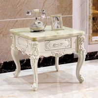 european style solid wood side table living room small square table drawer storage small side cabinet marble corner table