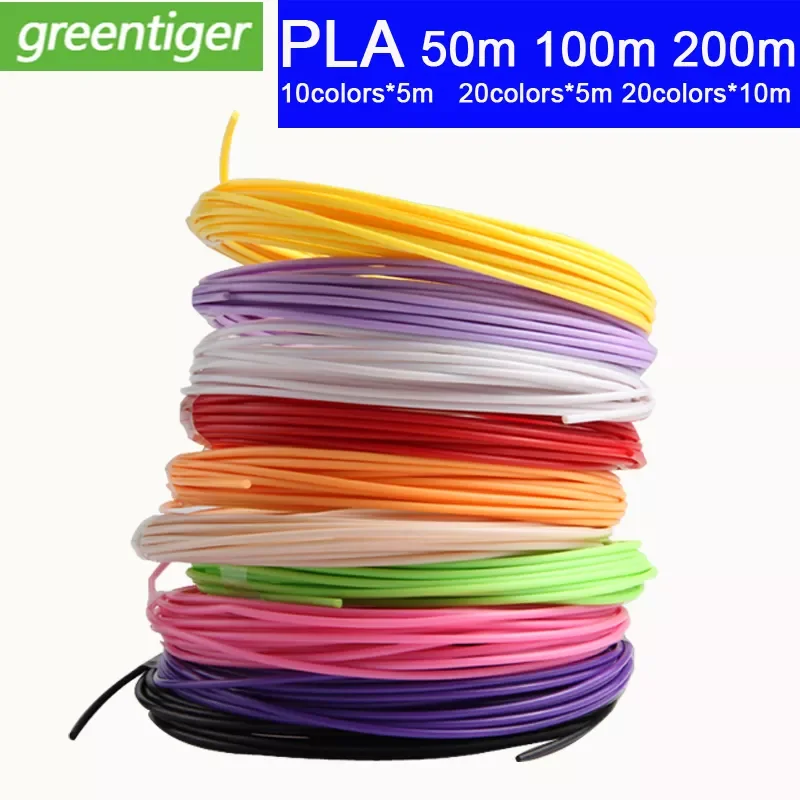 

Цветной Материал для 3D ручки, нить PLA 5 м, 10 м, диаметр 1,75 мм, 200 м, 10/20 рулонов