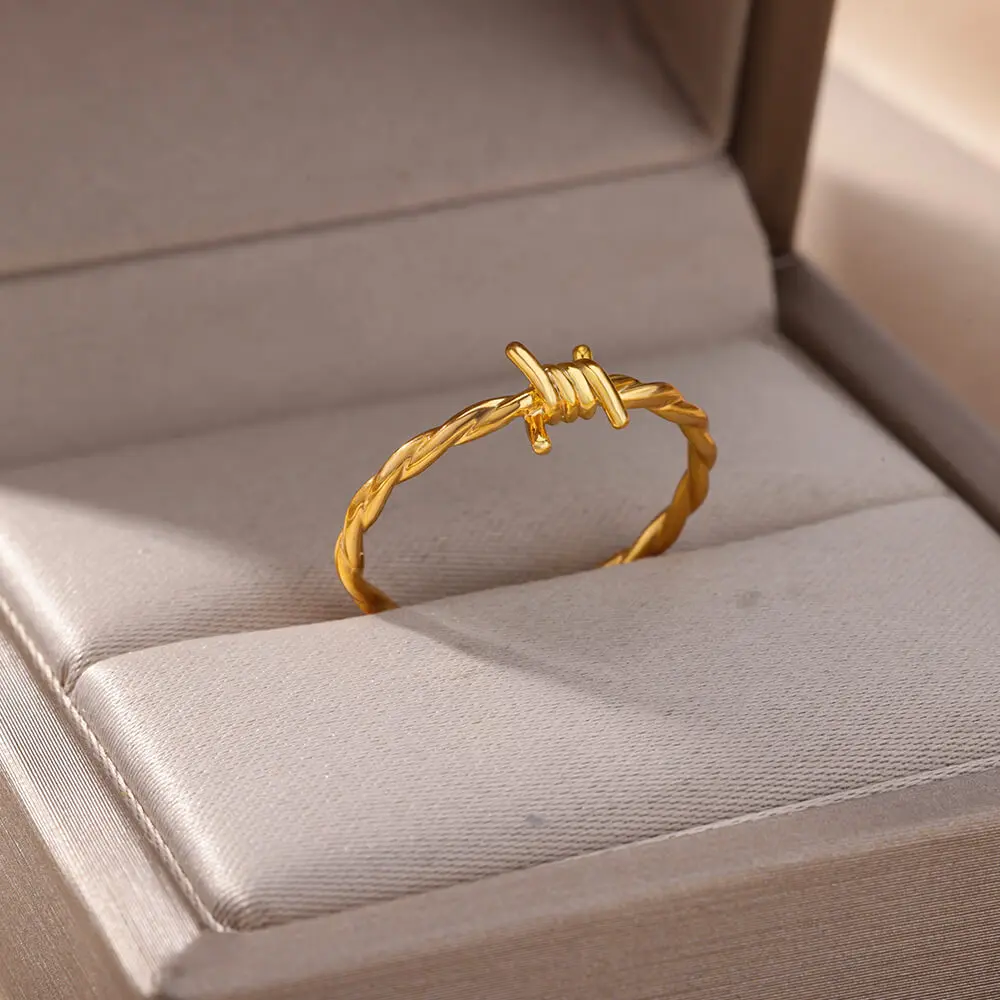 

Twisted Chain Rings for Women Men Gold Plated Stainless Steel Ring Vintage Party Wedding Jewelry Free Shipping anillos mujer