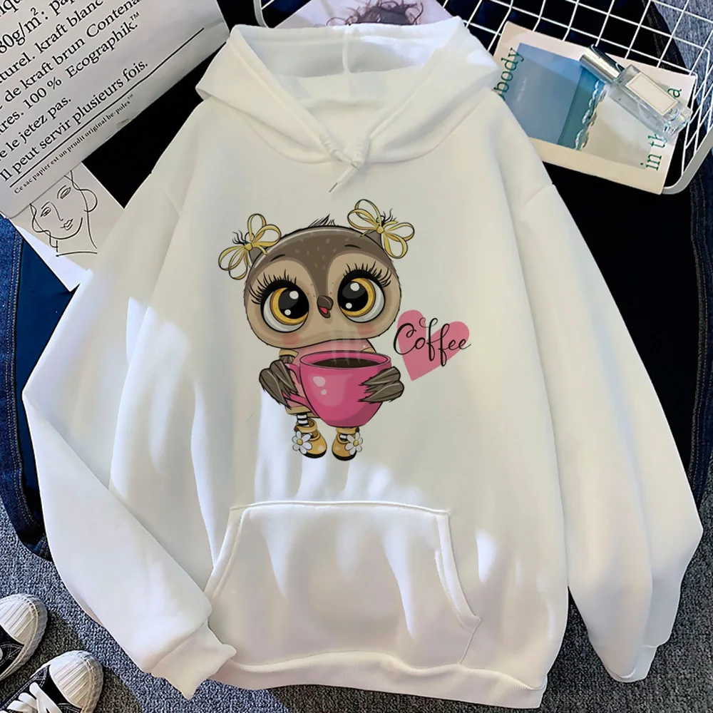 Owl hoodie comic harajuku soft fabric Y2K women tracksuits hoddie youthful funny manga