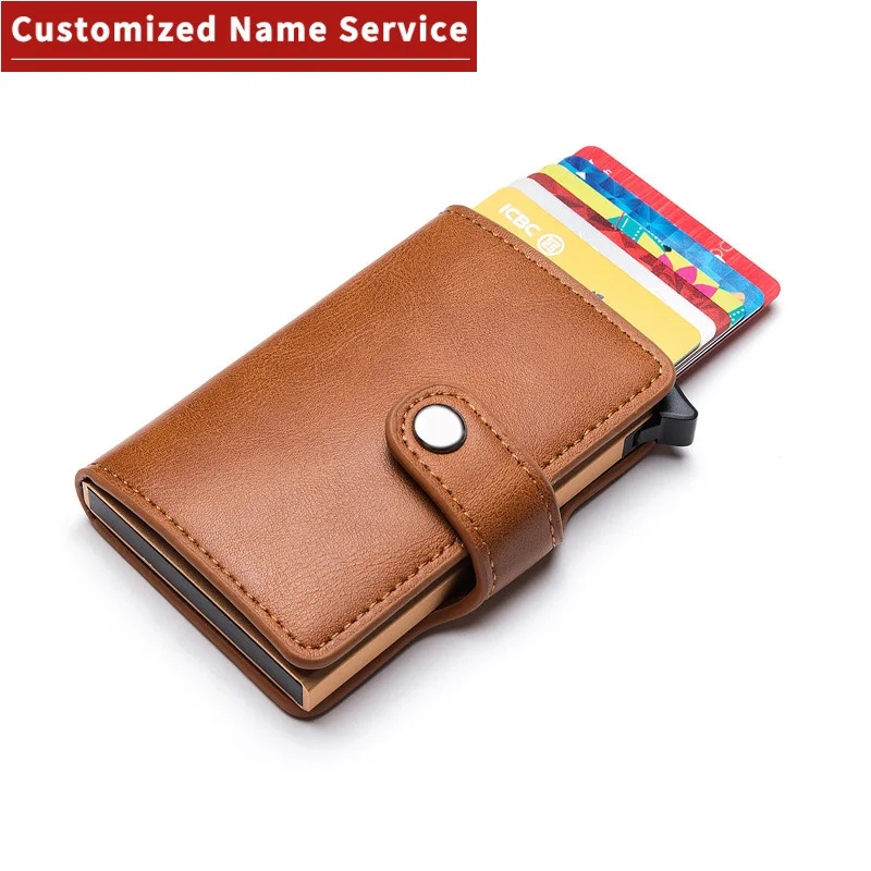 

ZOVYVOL Custom Name Wallet Hasp Men Leather Wallet Cards Holder Protector Smart Wallet 2023 Aluminum Case Box Card Holder Wallet