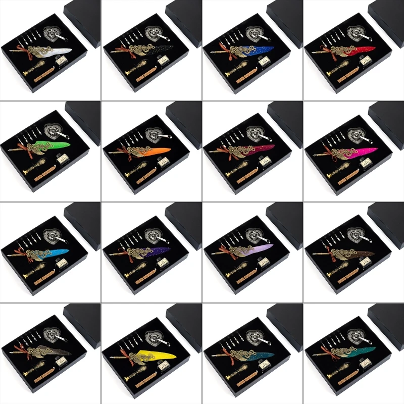 

Набор для каллиграфии Quil Dip в ретро стиле, набор восковых палочек, антикварная подарочная ручка, набор для готической каллиграфии, художеств...