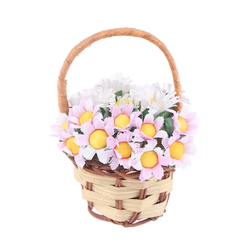 

1pc 1:6 Dollhouse Miniature Flower Basket Mini Model Doll House Decoration Decoration Scen