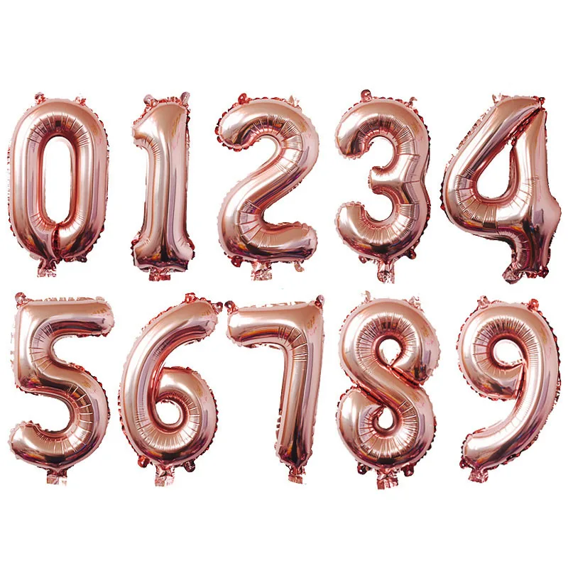 40inch Aluminium Foil RoseGold Number Balloon Birthday Wedding Party Suplies Decorations Foil Balloons Kid Boy toy Baby Shower