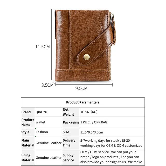 RFID Blocking Genuine Leather Wallet for Men and Women High Quality Cow Skin Business Credit Card Holder Zipper Coin Purse 6