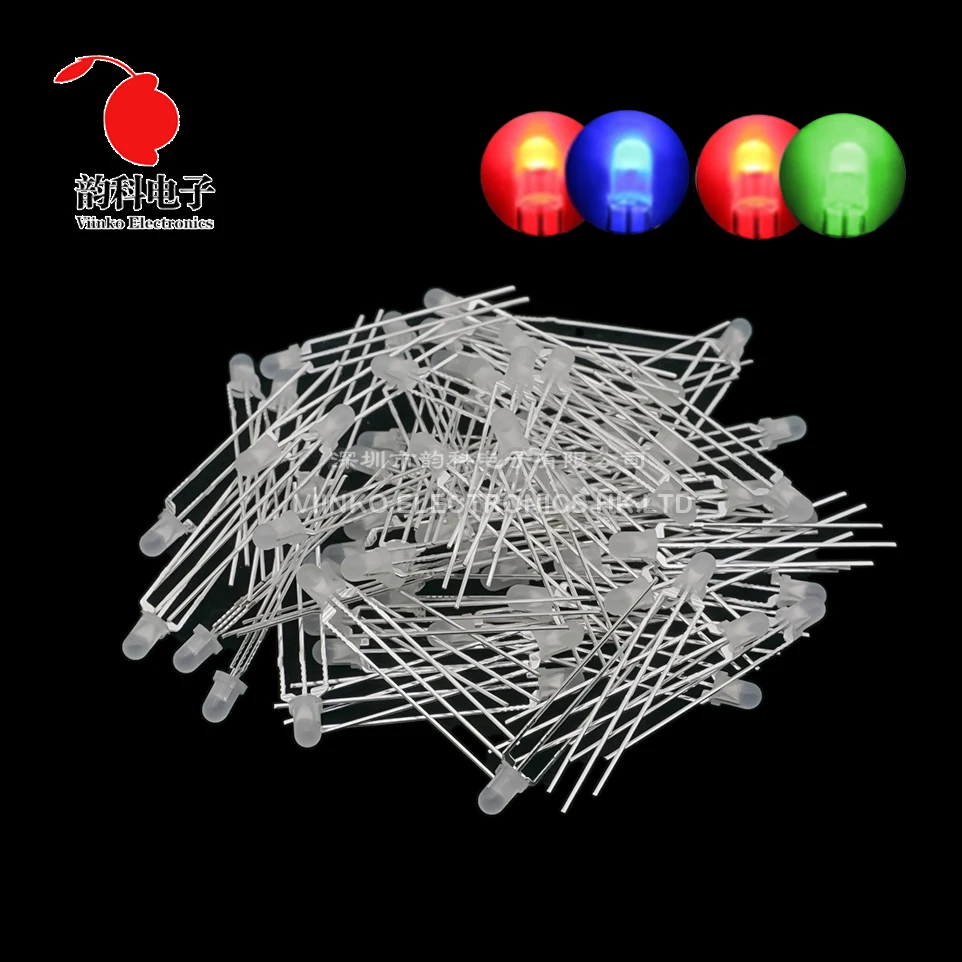 50 шт. F3 3 мм круглый прозрачный/туманный двухцветный общий анод/катодный