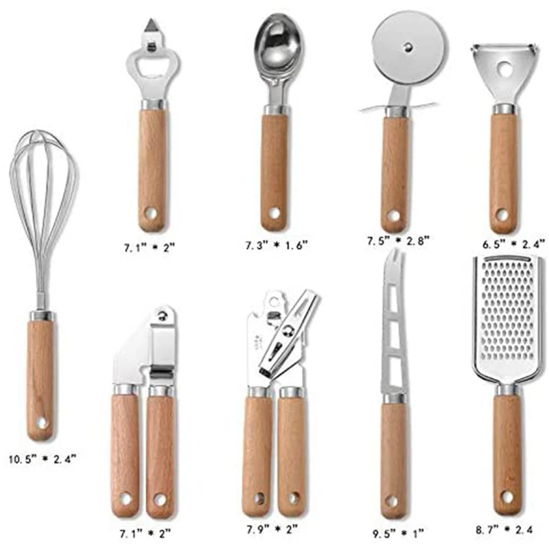 Набор кухонной утвари приспособление из нержавеющей стали с деревянной ручкой