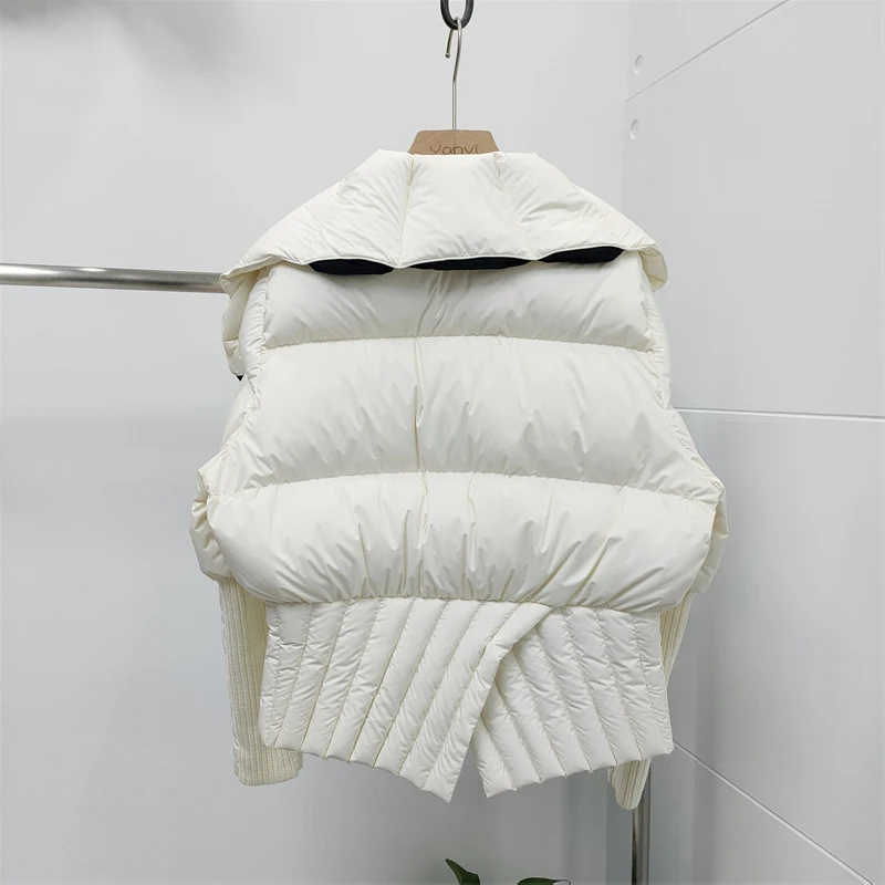 Short Down jacket Slim Women Winter Elegant Designer Long sleeve Puffer jacket Female Patchwork Parkas 2023 Korean Outwear 2O385