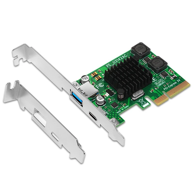 

Pci-E к USB3.1 Плата расширения Type-A + Type-C адаптер двойной порт ASM3142