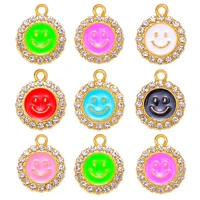 10pcs 1518mm smiley with drill pendants womens necklace fashion gifts charms for jewelry making bracelet diy making earrings