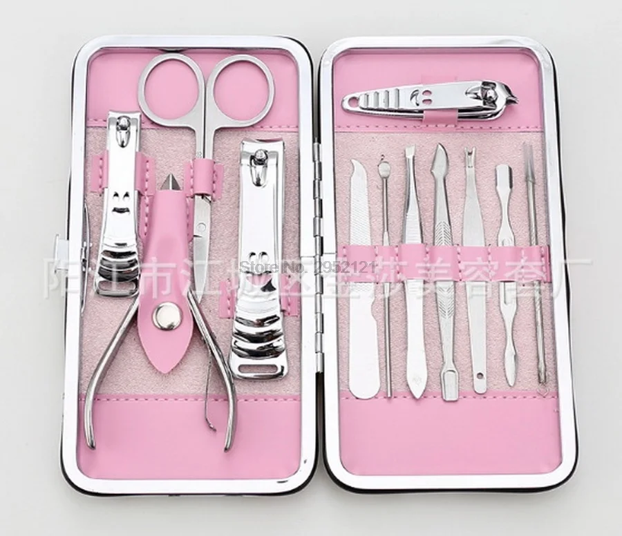 

by DHL 50set 12pcs/set Manicure Set Pedicure Scissor Nail Clipper Kit Nail Tools Tweezer Knife Ear pick Tool Case