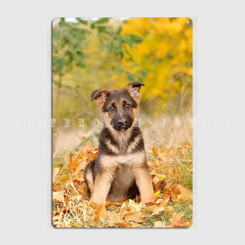 

Немецкий овчарник щенок металлический плакат Настенная роспись паб гараж классический фотографический знак