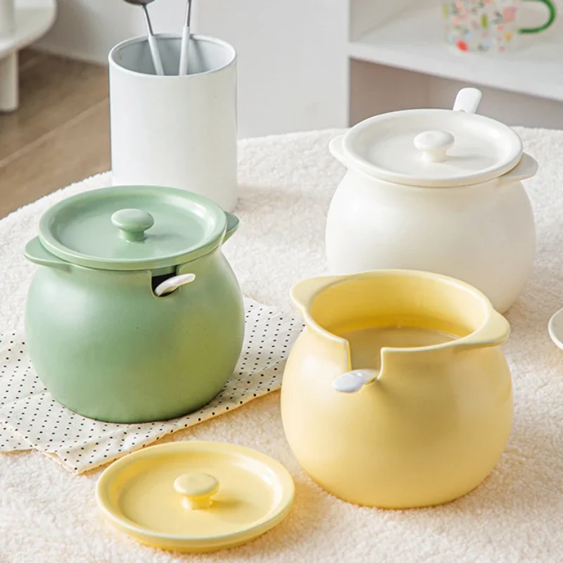 Керамическая банка для хранения и организации стола с крышкой высокая