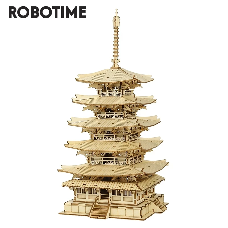Robotime Rolife 275 шт. DIY 3D пятиэтажная пагода деревянная головоломка для сборки
