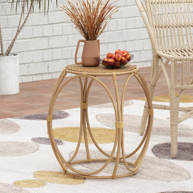 

Galtin Wicker Outdoor Side Table, Light Brown