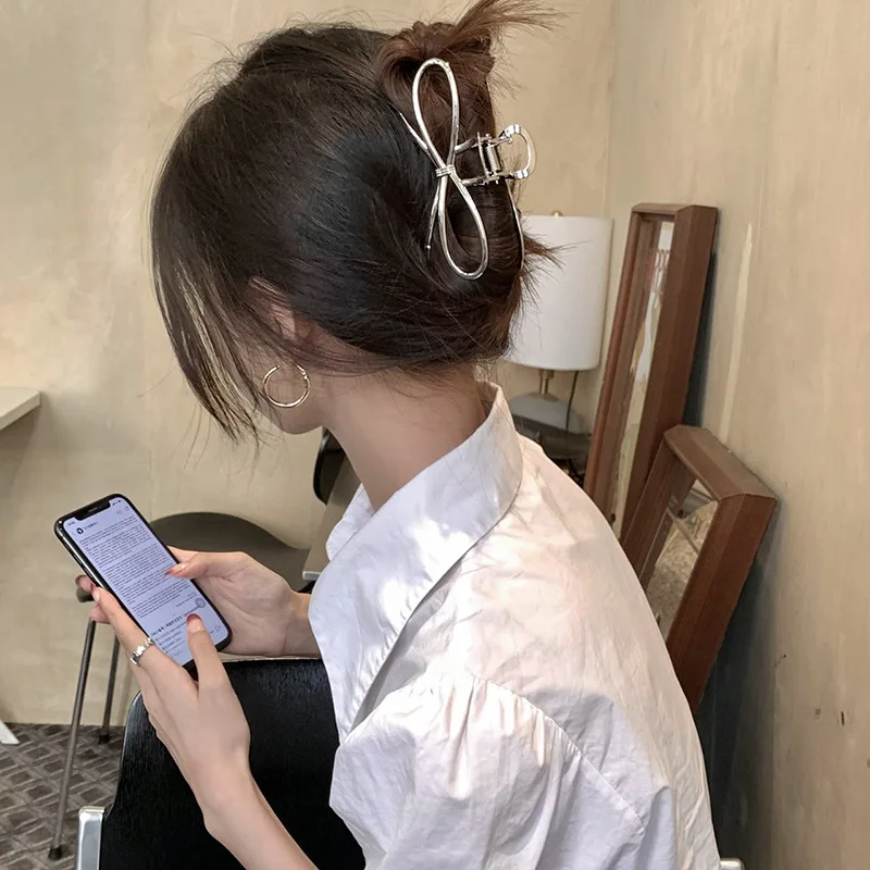 Металлические заколки для волос с холодным ветром женщин простой ажурный зажим в