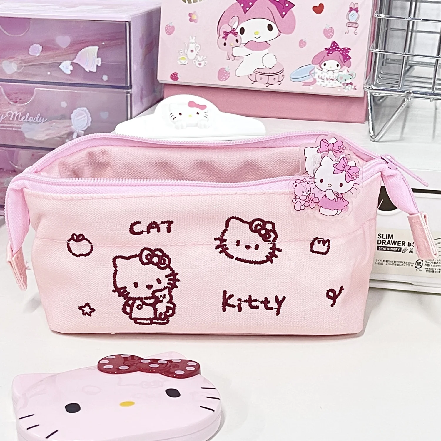 

Sanrio Hello Kitty Pen Case Cute Cartoon Large-capacity Storage Portable Pencil Bag Pouch Holder Box Student Stationery