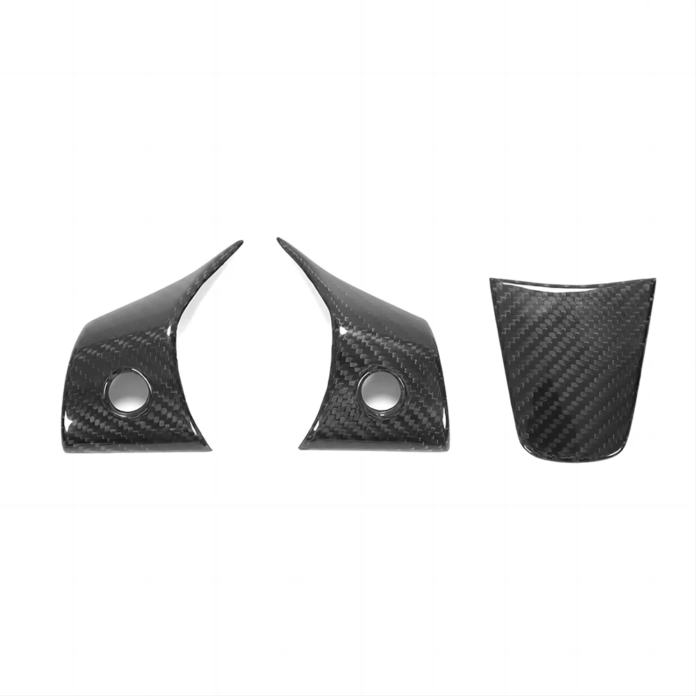 

Dry Carbon Fiber Car Steering Wheel Button Covers For Tesla 17-21 Model 3