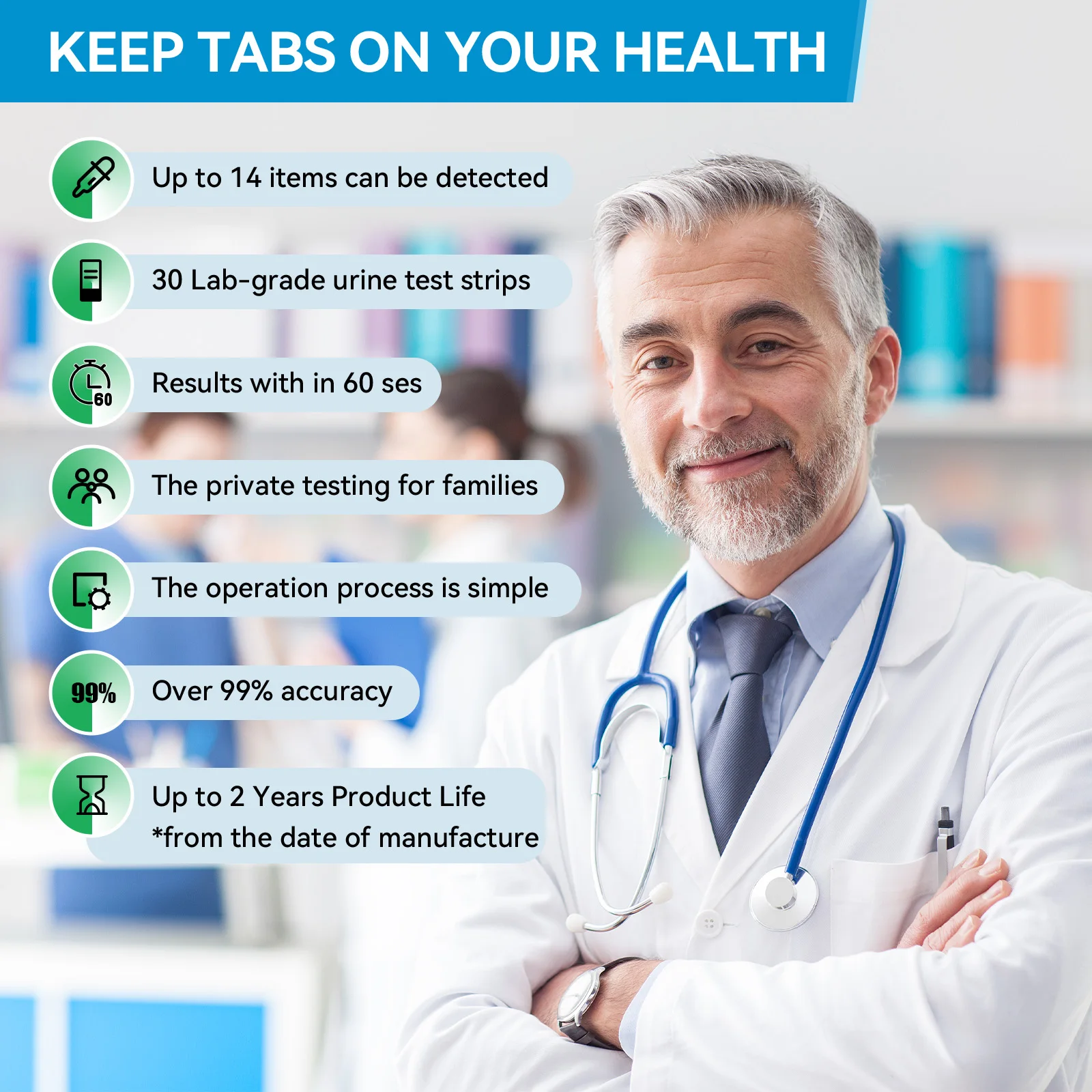 Тест-полоски для анализа мочи на 14 параметров диагностики инфекции