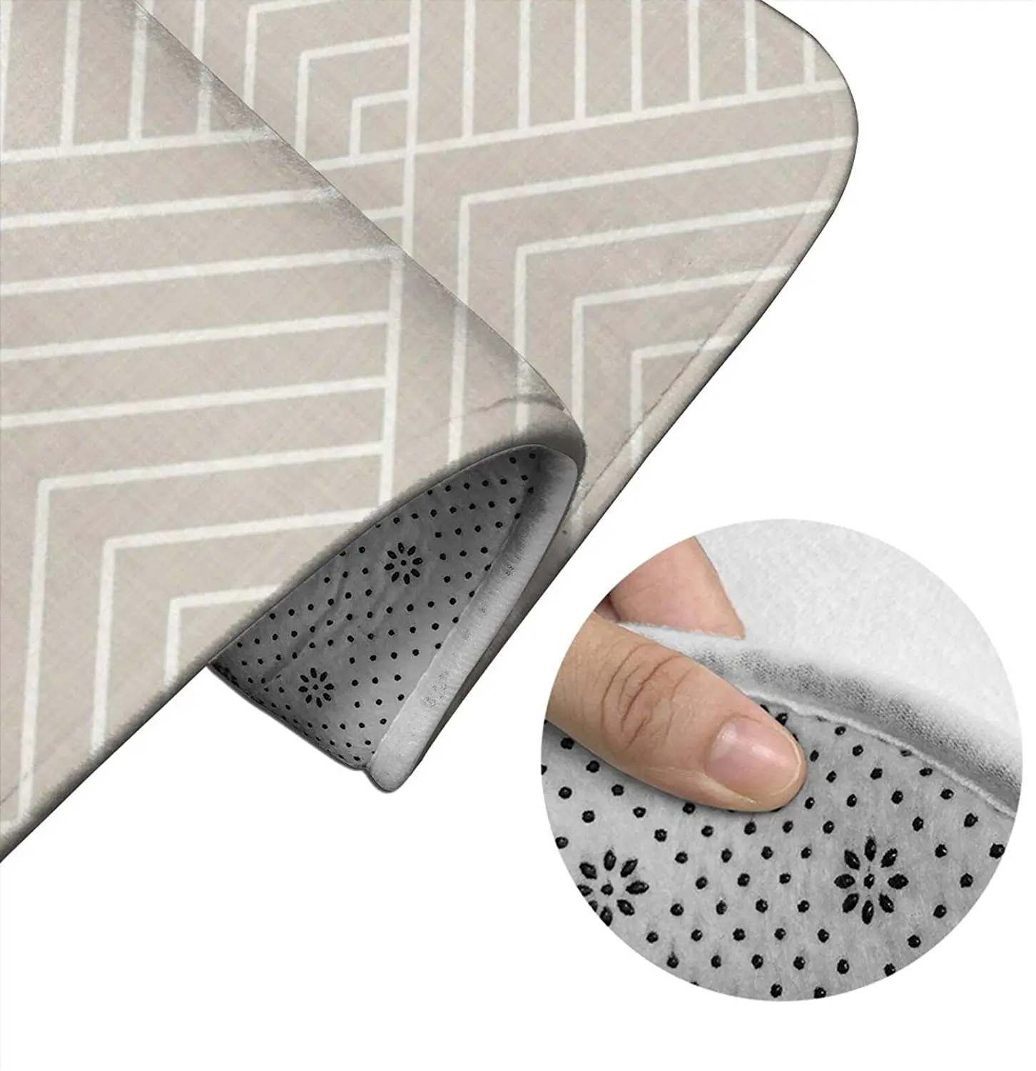 

Tan Art Deco Squares Bathroom Mat Sets 3 Piece Set Rugs Memory Foam Mat Set Toilet Seat Cover Bath Mat lid Cover