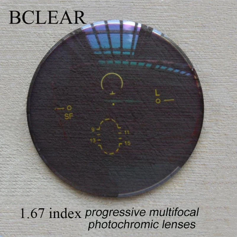 BCLEAR 1.67 Photochromic Gray Brown Free form Multi Focal Progressive Lens Customized Lens Distance Close for Myopia  Reading