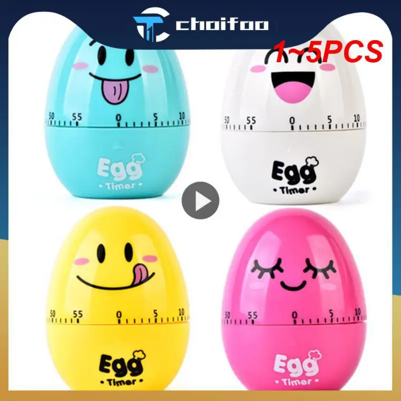 

1~5PCS Cartoon Egg Shaped Timer Manual Kitchen Timer Manager Mechanical Rotating Alarm Reminder For Cooking Sports Study