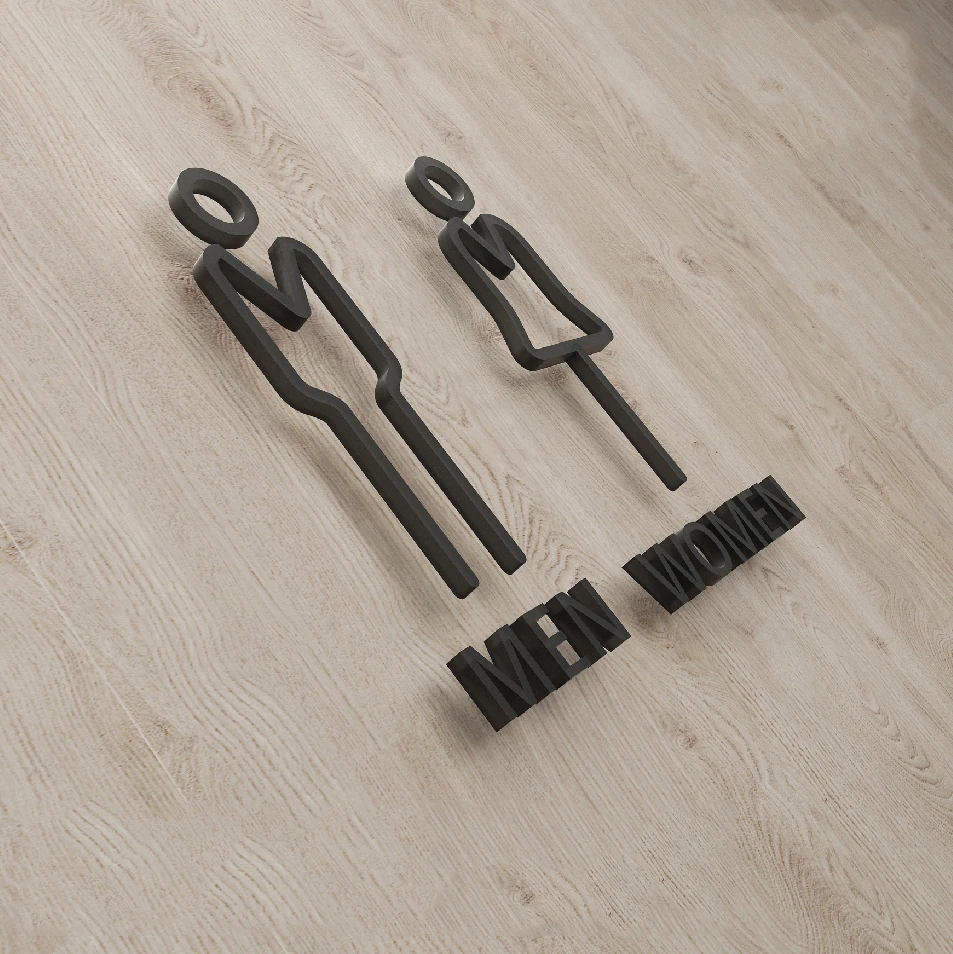 

Wc Signs Door Sticker Men & Women Restroom Toilet Sign Doorplate Tips Guide Creative Signage Acrylic Plaque WC Wall Sticker