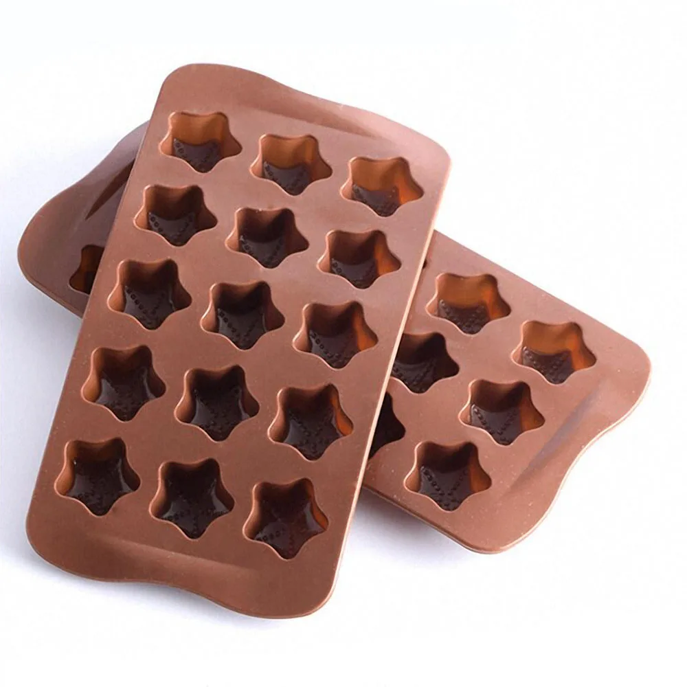 

15 Holes Stars Chocolate Mold Cake Decor 3D Five Pointed Stars Cookies Pastry Silicone Fondant Mold Baking Iced Cube Making Mold