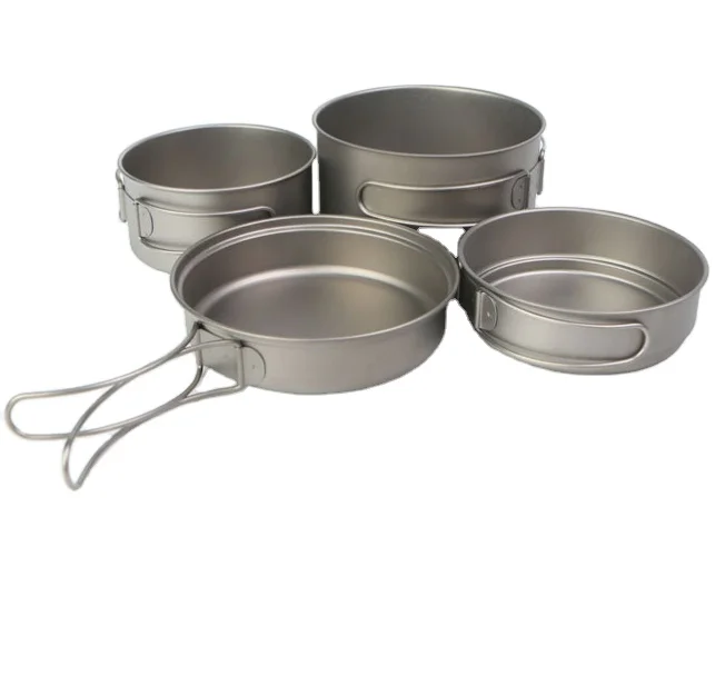 

New arrivals outdoor accessories Cookware set combination pure titanium picnic portable cooking noodle pot cooker camping item