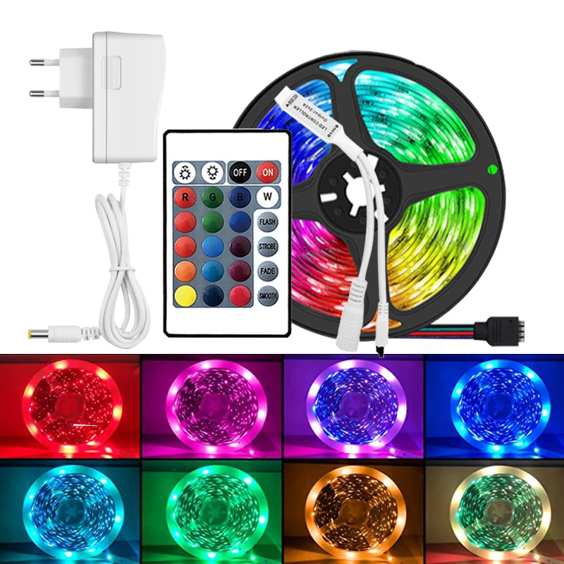 

5m 24 button LED 5050RGB 12V room LED light with bedroom, study atmosphere light DIY living decoration