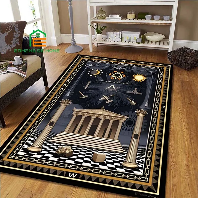 

Masonic Pattern Carpets for Bedroom Living Room Kitchen Floor Mats Home Decor Non-Slip Floor Pad Rug 14 Sizes