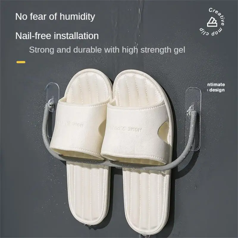 

No Punching Creative Storage Shoe Holder 180 Degree Adjustment Labor-saving Bathroom Shoe Rack Reliable Wall Mounted Traceless