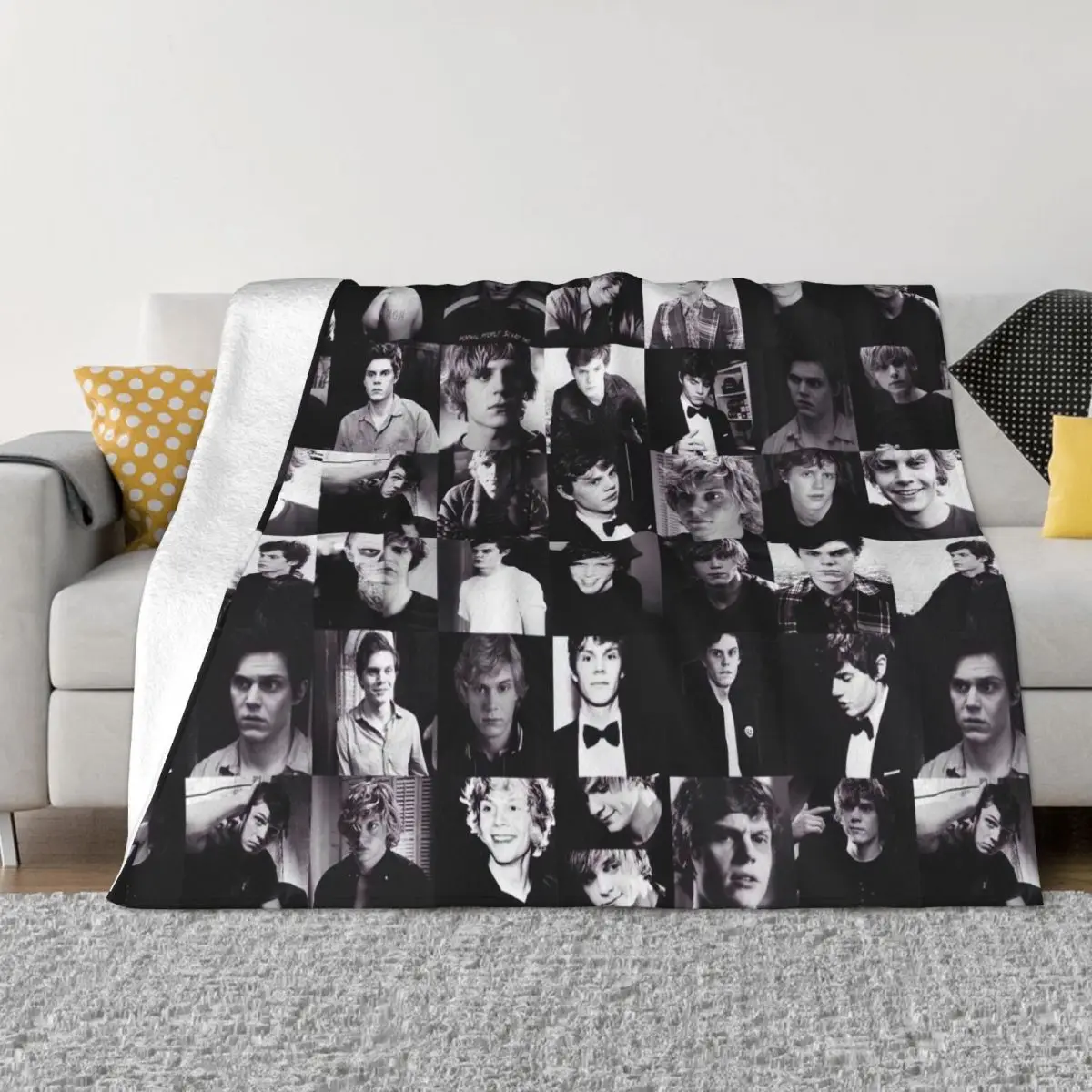 

Evan Peters Actor Movie Blanket Velvet Summer Autumn Winter Multifunction Super Warm Throw Blankets for Bed Travel Bedspreads