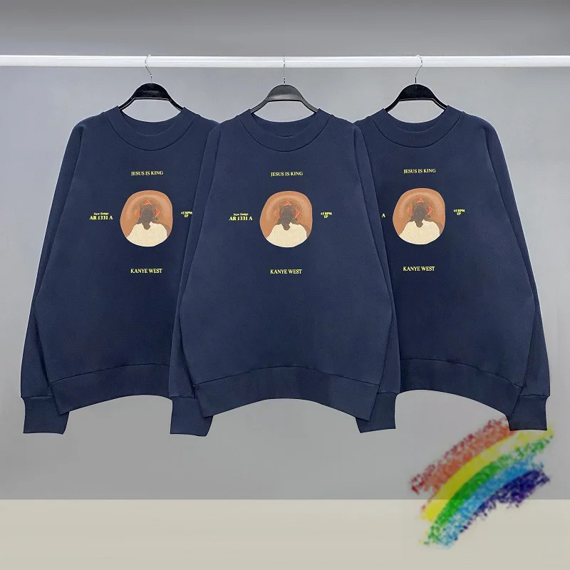 

New Jesus Is King Sweatshirts Men Women 1:1 Best-Quality Kanye West Jesus Graphic Crewneck Hoodie