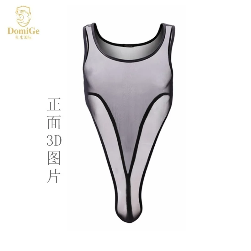Sexy Men One-piece Bodysuit Sheer Mesh Transparent Lingerie High Cut Thong Leotard Jumpsuit Tank Wrestling Singlet Bodysuit