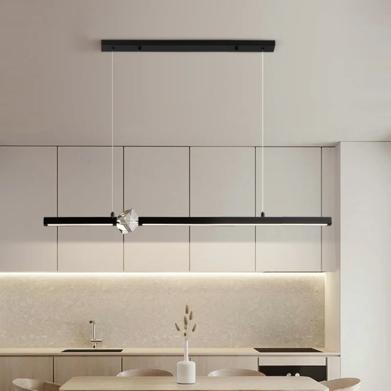 

Light Luxury Crystal Chandelier Designer Original Minimalist Modern Restaurant Office Lighting Long Table Bar