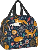 gocerktr fox lunch bag for women men reusable lunch box waterproof thermal tote bag cute container work travel picnic