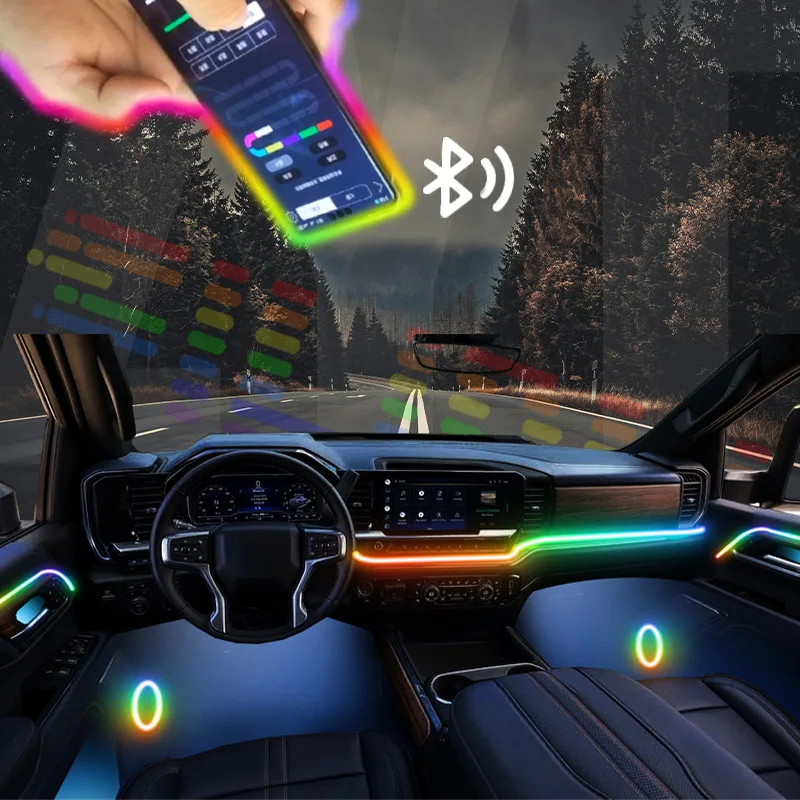 Для Aion UT 2026: Светодиодные лампы для создания атмосферы в салоне автомобиля, разноцветные неоновые полосы, 64 RGB-цвета (art.: 3920d92ac18cc) - 3920d92ac18cc