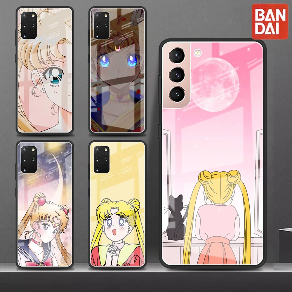 

Glass Case For Samsung Galaxy S22 Ultra S21 Plus S20 FE Note 20 10 Lite S10 S9 S8 9 S10e Funda Phone Cover Anime Sailor Moon Sac