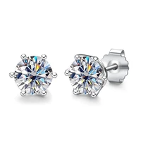 classic style 6 claws 0 5 1 carat d color moissanite stud earrings for women 100 925 sterling silver sparkling wedding jewelry