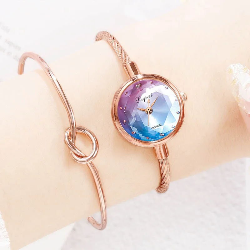 New Hot Selling Casual Simple Colored Cut Small Dial for Women's Quartz Mesh Band Watch Girlfriend Light Luxury Temperament Gift